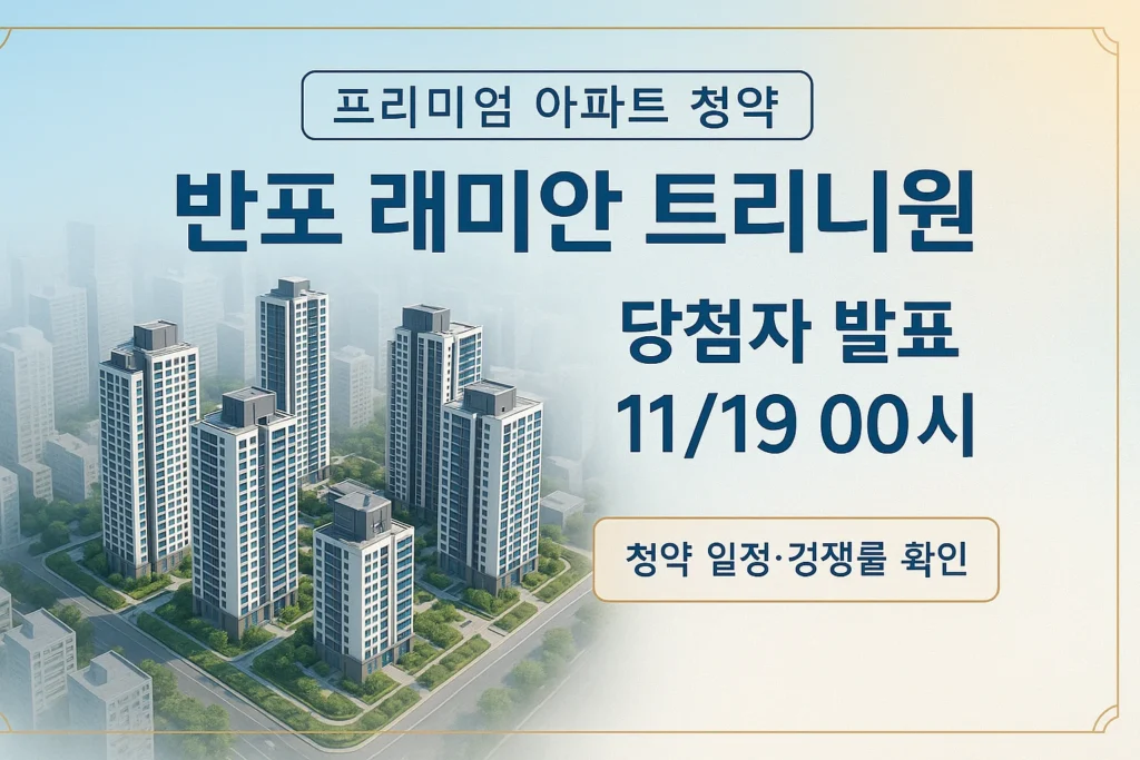 반포 래미안 트리니원 당첨자 발표일자, 시간, 청약 경쟁률
