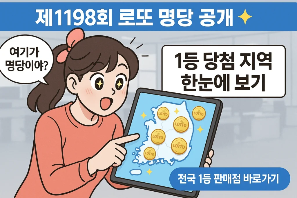 제1198회 로또 당첨 번호, 당첨 지역 판매점 리스트