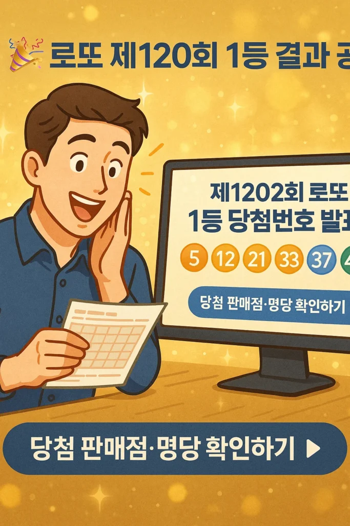 제1202회 로또 당첨 번호, 당첨 지역 판매점 리스트, 전국 로또 명당 리스트