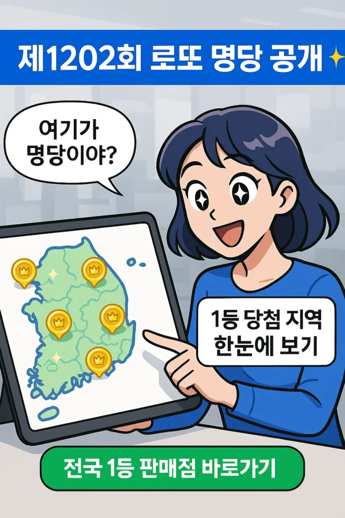제1202회 로또 당첨 번호, 당첨 지역 판매점 리스트, 전국 로또 명당 리스트