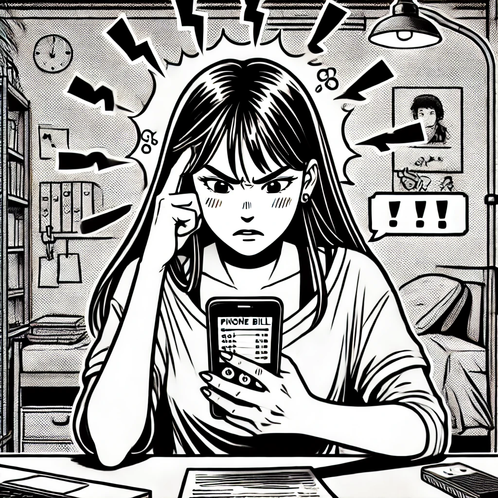 DALL·E-2024-09-14-14.41.50-A-comic-style-illustration-featuring-a-young-Korean-female-university-student-in-her-early-20s-sitting-in-her-dorm-room-angrily-holding-a-smartphone.webp