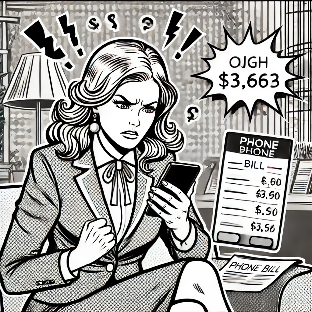 DALL·E-2024-09-14-14.41.57-A-comic-style-illustration-featuring-a-30-year-old-businesswoman-sitting-on-a-couch-angrily-holding-a-smartphone.-Her-expression-shows-frustration-wi.webp